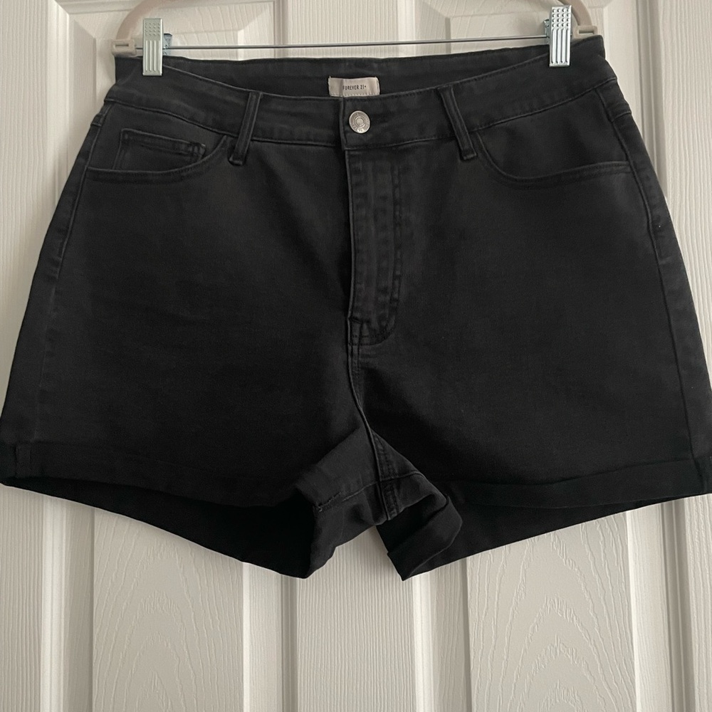 Size 14 black/gray Forever21 denim shorts. Worn once/washed. Great condition.